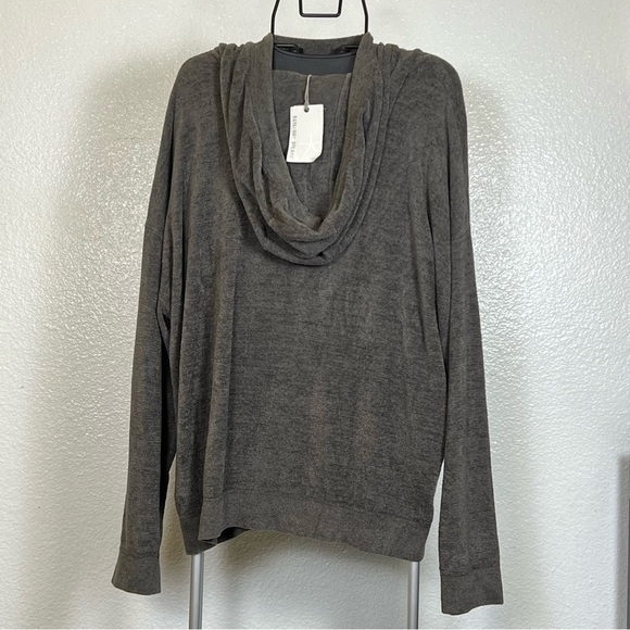 Barefoot Dreams Mineral CozyChic Ultra Lite® Funnel Neck Hooded Pullover Size XL - Picture 5 of 11